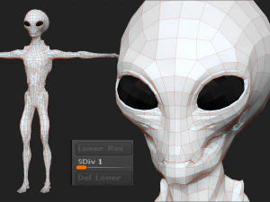 realistische Alien-9-Skulptur 3D Modell