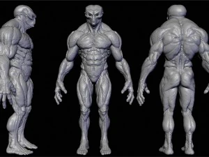 escultura realista de alien&iacute;gena 10 Modelo 3D