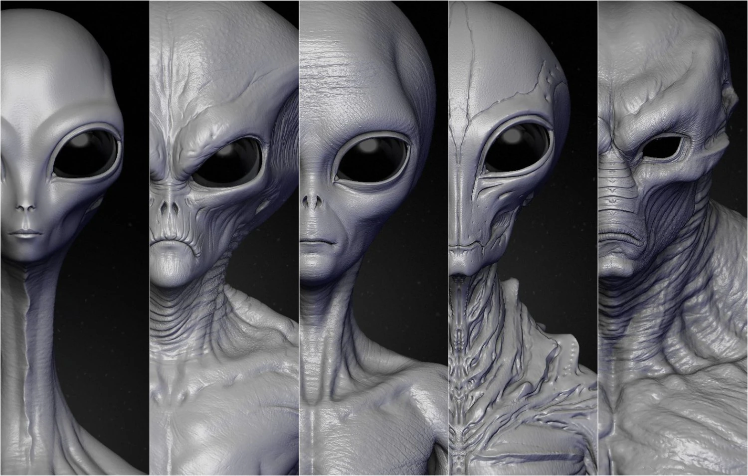 realistic aliens sculpts bundle 2 3D Model .c4d .max .obj .3ds .fbx .stl .blend 