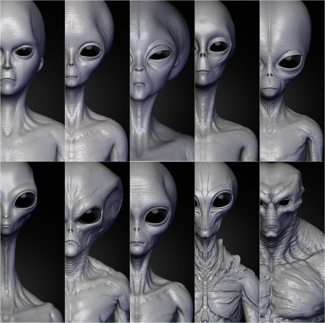realistic aliens sculpts full pack 3D 模型 .c4d .max .obj .3ds .fbx .stl .blend 