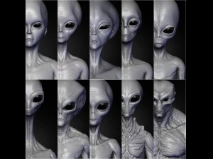 Полный пакет реалистичных скульптур инопланетян 3D Модель