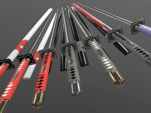 conjunto gratuito ninjato pbr Modelo 3D