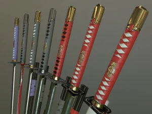 conjunto gratuito ninjato pbr Modelo 3D