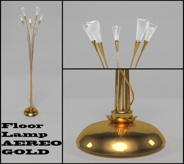 floor lamp aereo gold 711753 3D Model .c4d .max .obj .3ds .fbx .stl .blend 