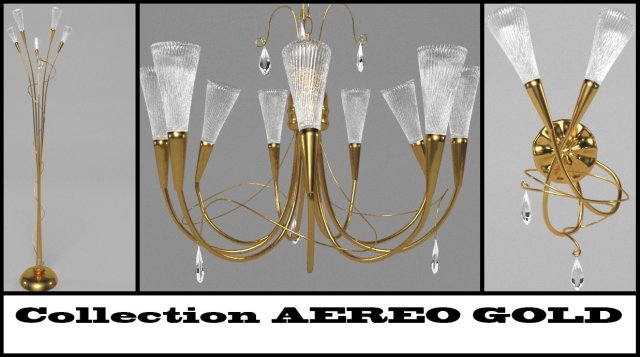 collection aereo gold 3D Model .c4d .max .obj .3ds .fbx .stl .blend 