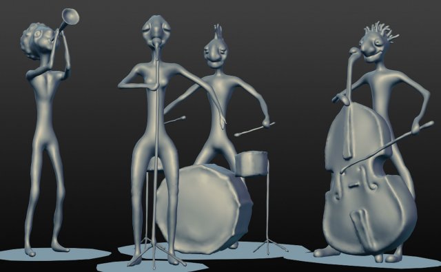 jazz band collection figurine 3D Print Model .c4d .max .obj .3ds .fbx .lwo .lw .lws