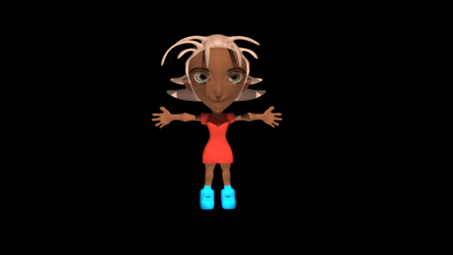 rigged cartoon red girl 3D Model .c4d .max .obj .3ds .fbx .stl .blend 
