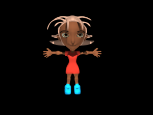 rigged cartoon red girl Model 3D