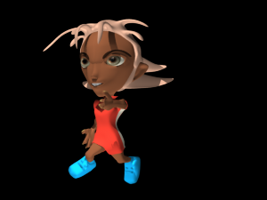 rigged cartoon red girl 3D Model