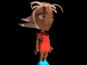 rigged cartoon red girl 3D Model