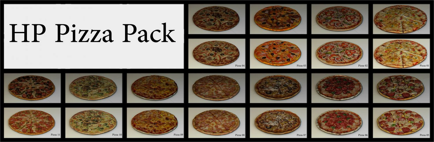 11 pizza pack hp 3D Model .c4d .max .obj .3ds .fbx .stl .blend 