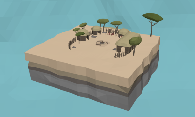 lowpoly african village 3D Modell .c4d .max .obj .3ds .fbx .stl .blend 