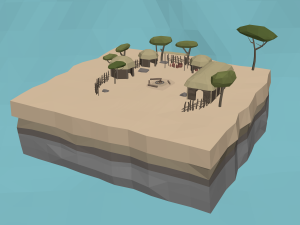 lowpoly african village 3D-Modell