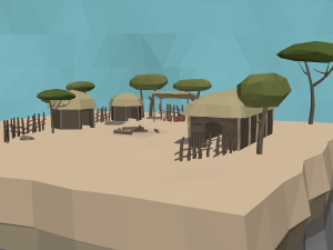 lowpoly african village 3D Modell