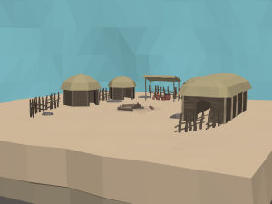 lowpoly african village 3D Modell