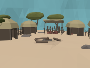lowpoly african village 3D Modell