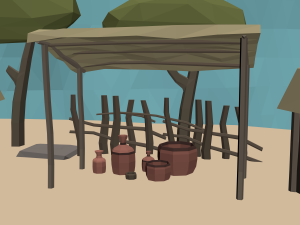 lowpoly african village 3D Modell