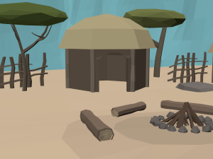 lowpoly african village 3D Modell