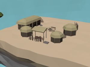lowpoly african village 3D Modell