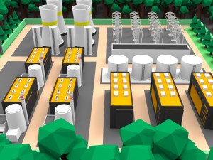 low poly nuclear power plant 3D Model