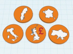 countrys coins Modello di stampa 3D