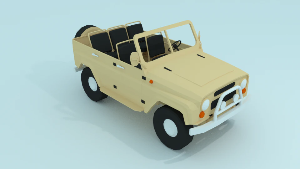 uaz 469 ussr lowpoly 3D Model .c4d .max .obj .3ds .fbx .stl .blend 