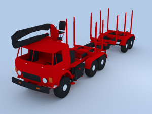 kamaz timber carrier 3D Модель