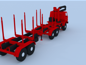 kamaz timber carrier 3D Модель