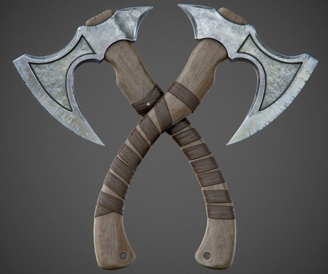 battle axe 3D Model .c4d .max .obj .3ds .fbx .stl .blend 