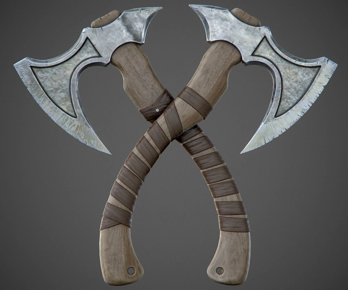 battle axe 3D Model .c4d .max .obj .3ds .fbx .stl .blend 