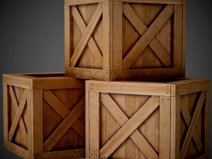 realistic wooden box 3D Model