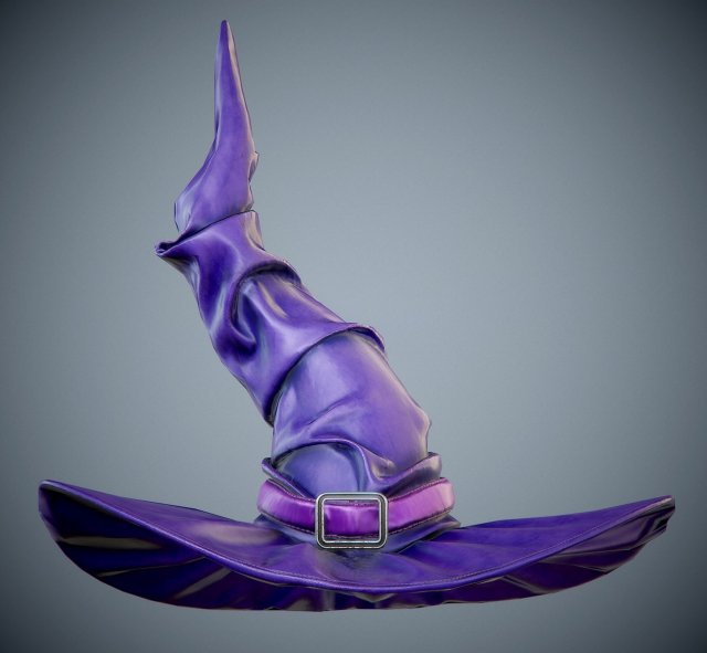 purple witch hat 3D Model .c4d .max .obj .3ds .fbx .stl .blend 