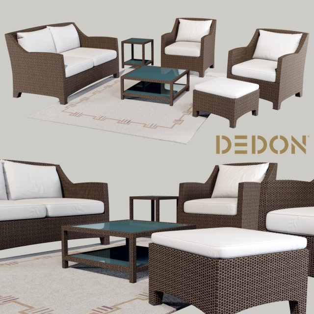 couch and chair collection barcelona dedon 3D Model .c4d .max .obj .3ds .fbx .stl .blend 