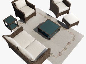 couch and chair collection barcelona dedon 3D Model