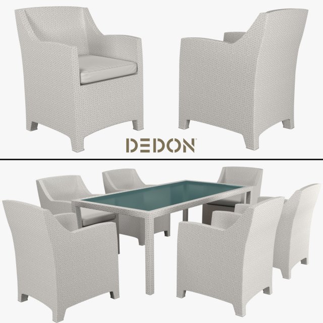 armchair and table collection barcelona dedon 3D 模型 .c4d .max .obj .3ds .fbx .stl .blend 