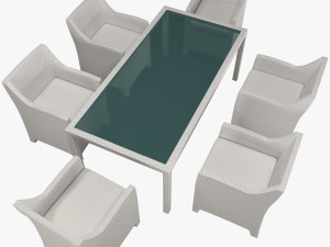 armchair and table collection barcelona dedon 3D 模型