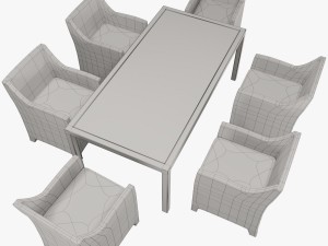 armchair and table collection barcelona dedon 3D 模型