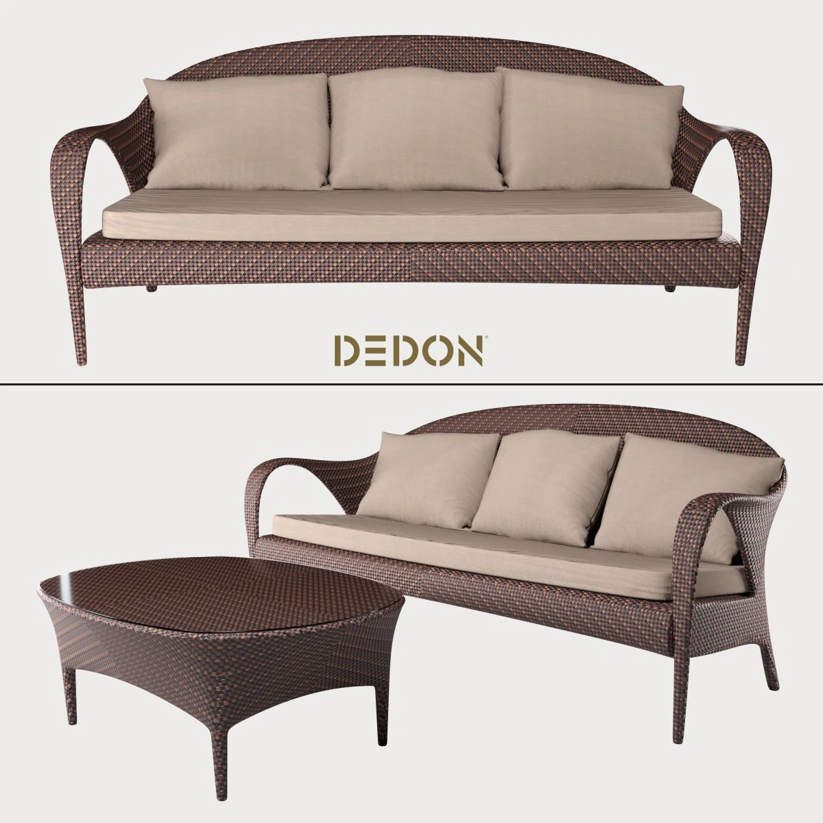 3-seater sofa collection tango dedon 3D Model .c4d .max .obj .3ds .fbx .stl .blend