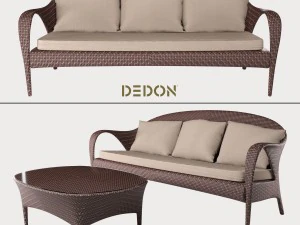 Sofá 3 plazas colección tango dedon Modelo 3D