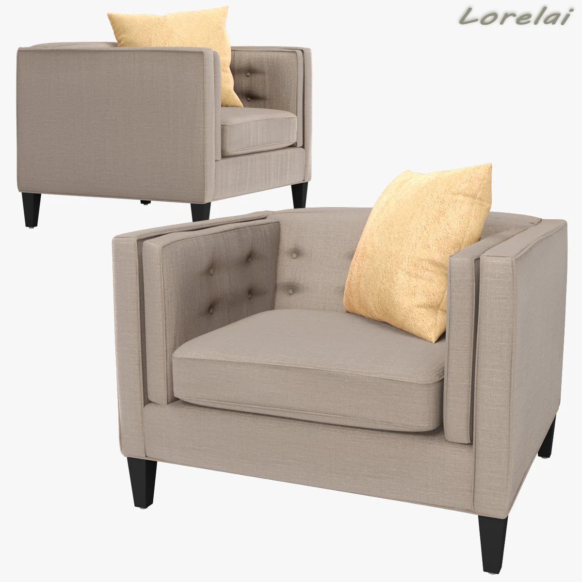 lorelai armchair 3D Model .c4d .max .obj .3ds .fbx .stl .blend 