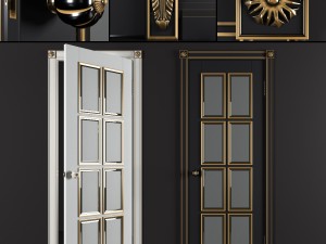 bergamo door with gold black and white 3D Model