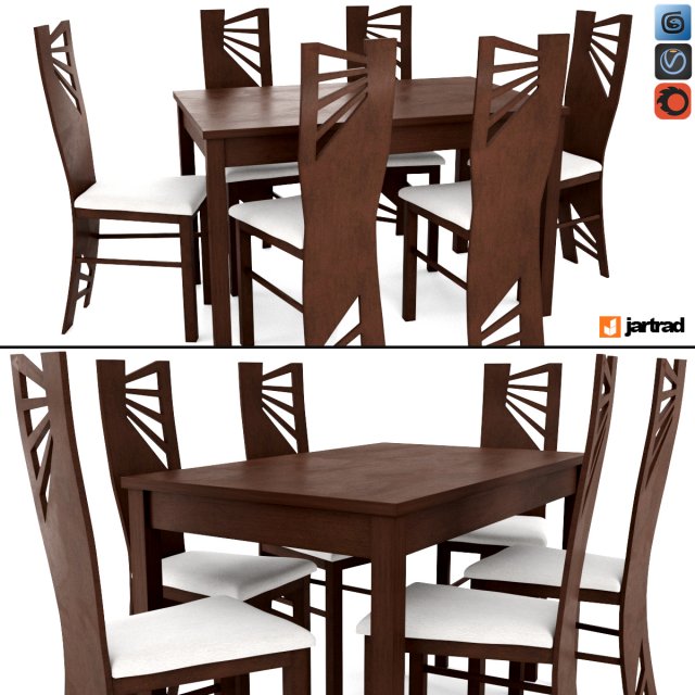 jartrad dining table set 53 3D 模型 .c4d .max .obj .3ds .fbx .stl .blend