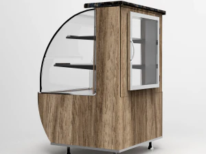 round bakery display showcase refrigerated 1 door 3D Model