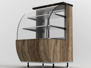 round bakery display showcase refrigerated 1 door 3D Model
