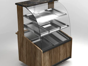 Vitrine f&uuml;r B&auml;ckereien mit warmen Speisen 3D Modell