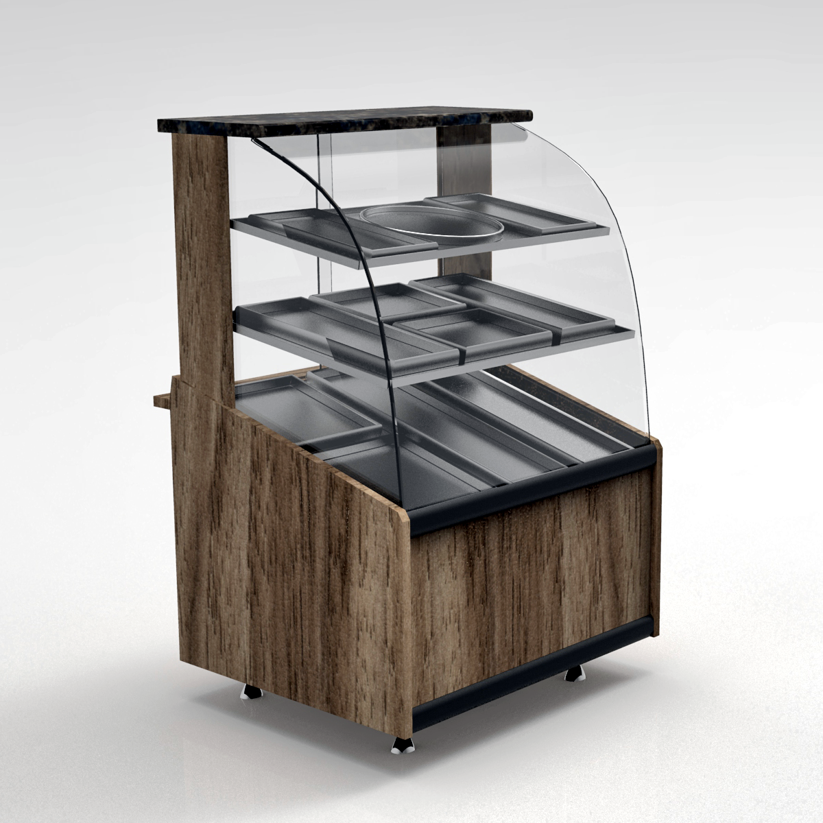 HOT FOOD BAKERY SHOWCASE 3D Model in Store Spaces 3DExport