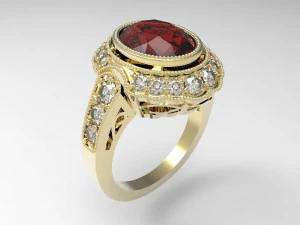bague avec pierre ovale Modèles 3D en vedette