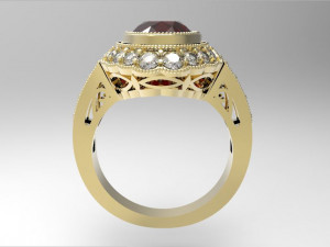 ring with oval stone 3Dプリントモデル