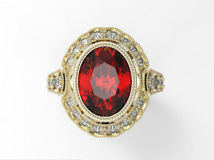 ring with oval stone 3Dプリントモデル