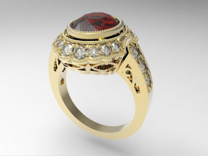ring with oval stone 3Dプリントモデル
